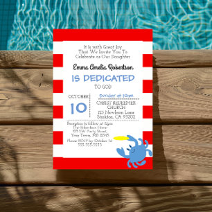 Convites Caranguejo Náutico Vermelho Personalizado Pequeno 