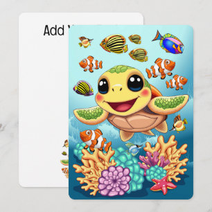 Convites Caráter Feliz e Bonito da Tartaruga do Mar