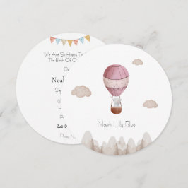 Convites Card (Circle) - Birth Announcement Elephant