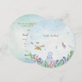 Convites Card (Circle) - Birth Announcement Ocean