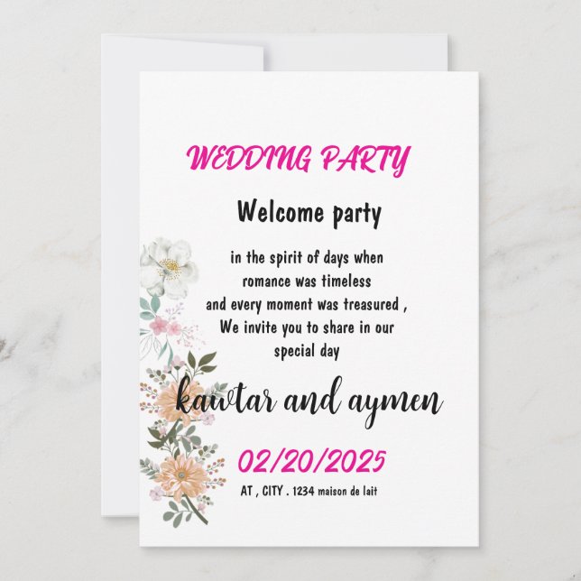 Convites card wedding invitation simple (Frente)