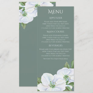 Convites Cardápio Casamento Flor de Maçã Branca