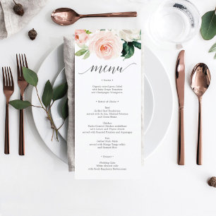 Convites Cardápio de Casamento Blushing Blooms ou Cardápio 