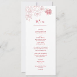 Convites Cardápio de Casamento Chinês Arte Floral Rosa Blus