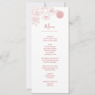 Convites Cardápio de Casamento Chinês Arte Floral Rosa Blus