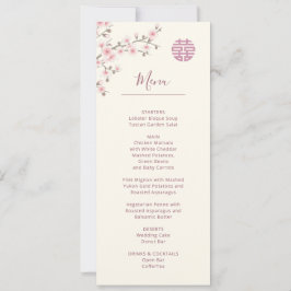 Convites Cardápio de Casamento Chinês Flor de Cerejeira Ros