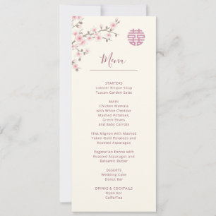 Convites Cardápio de Casamento Chinês Flor de Cerejeira Ros
