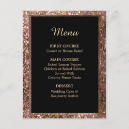 Convites Cardápio de Casamento com Brilho em Rose Gold