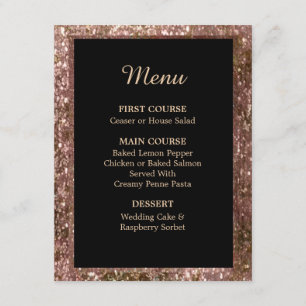 Convites Cardápio de Casamento com Brilho em Rose Gold