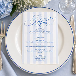 Convites Cardápio de casamento com escrita elegante listrad