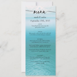 Convites Cardápio de Casamento com Letra de Praia em Aquare