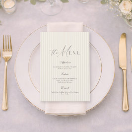 Convites Cardápio de Casamento com Listras Bege Neutro