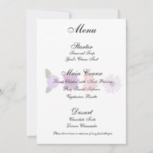 Convites Cardápio de Casamento de Flores Silvestres e Borbo
