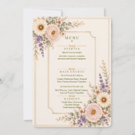 Convites Cardápio de casamento de flores silvestres elegant