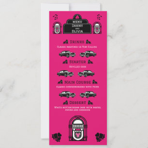 Convites Cardápio de Casamento Diner Retro dos Anos 1950