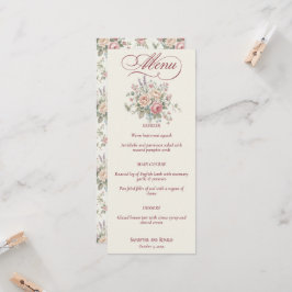 Convites Cardápio de Casamento Elegante Rosas Pastel Chic D