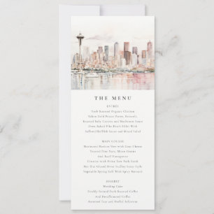 Convites Cardápio de Casamento em Aquarela de Seattle Washi