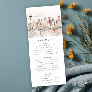 Convites Cardápio de Casamento em Aquarela de Seattle Washi