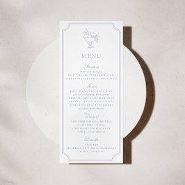 Convites Cardápio de Casamento em Azul Claro com Moldura Du