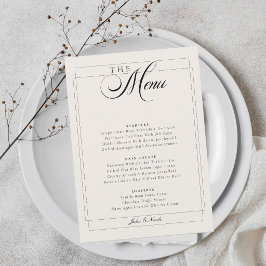 Convites Cardápio de Casamento em Preto Marfim Branco Calig