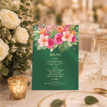 Cardápio de casamento floral tropical Colorido