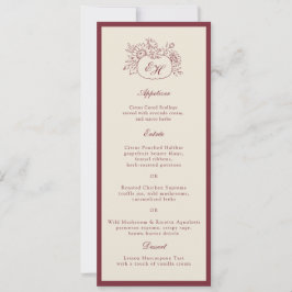 Convites Cardápio de Casamento Formal Abóbora Borgonha
