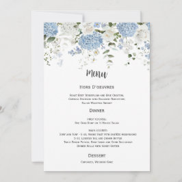 Convites Cardápio de Casamento Hortênsias Azuis e Brancas R