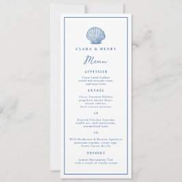 Convites Cardápio de Casamento Longo French Blue Seashell