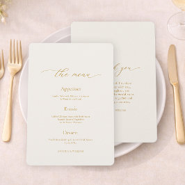 Convites Cardápio de Casamento Marfim com Caligrafia Elegan