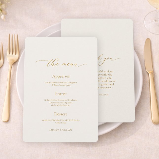 Convites Cardápio de Casamento Marfim com Caligrafia Elegan (Criador carregado)