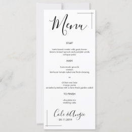 Convites Cardápio de Casamento Minimalista com Fronteira Cr