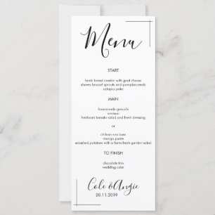 Convites Cardápio de Casamento Minimalista com Fronteira Cr