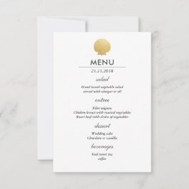 Convites Cardápio de Casamento Oceano | Folha Dourada Falsa