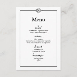 Convites Cardápio de Casamento Preto e Branco Simples e Sof