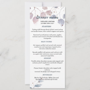 Convites Cardápio de Casamento Simples com Vegetação Elegan