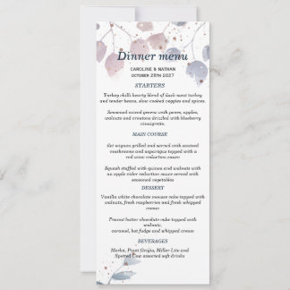 Convites Cardápio de Casamento Simples com Vegetação Elegan