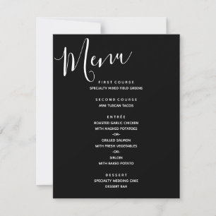 Convites Cardápio de Casamento Simples Preto e Branco Moder