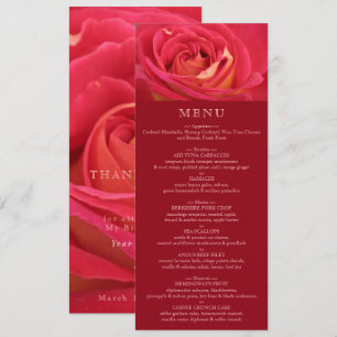 Convites Cardápio de Celebração de Aniversário Rosa