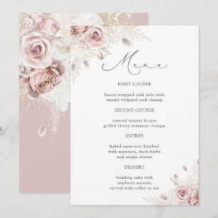 Convites Cardápio de Detalhes de Casamento de Rosas Florais