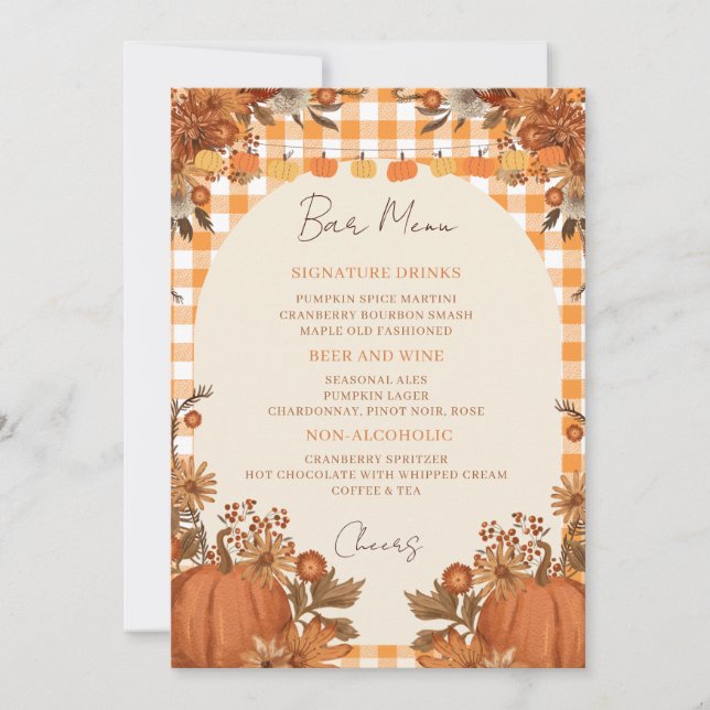 Convites Cardápio de Drinks do Friendsgiving com Bebidas Es (Frente)