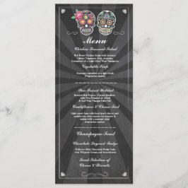Convites Cardápio de Festa de Casamento Sugar Skulls Chalkb