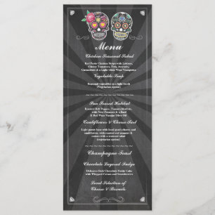Convites Cardápio de Festa de Casamento Sugar Skulls Chalkb