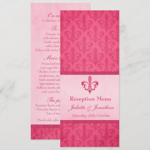 Convites cardápio de jantar da recepção de casamento Pink F