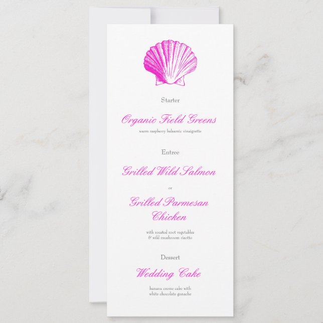Convites Cardápio de Jantar da Recepção de Casamento Rosa F (Frente)