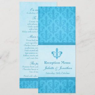Convites cardápio de jantar de recepção de casamento Blue F