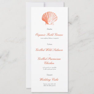 Convites Cardápio de Jantar de Recepção de Casamento Coral 