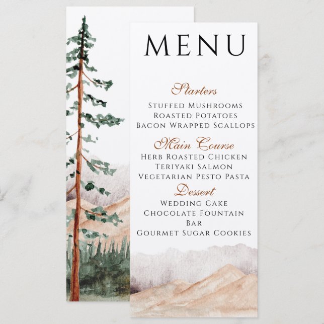 Convites Cardápio de Mountain View (Frente/Verso)