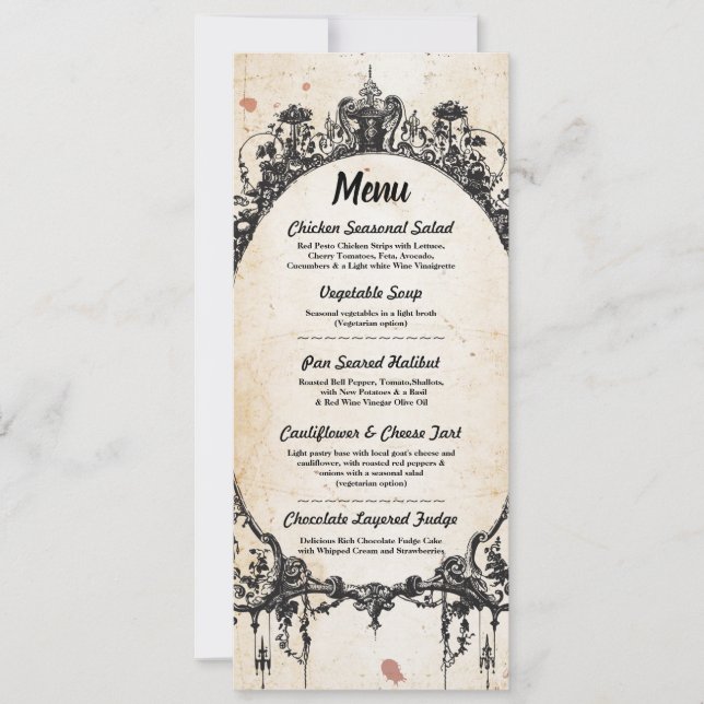 Convites Cardápio Recepção de Casamento Quadro Gótico Hallo (Frente)