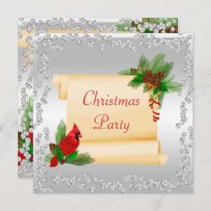 Convites Cardeal Elegante e Diamantes de Rolagem Natal