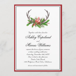 Convites Cardeal Rustic Woodland e Casamento Antlers